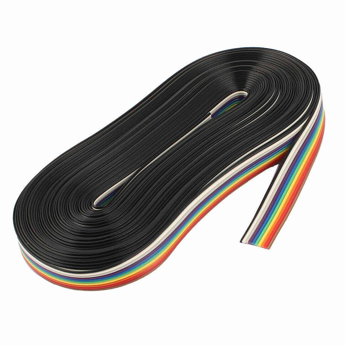 Cable de puente de cinta plana de color arcoíris de 10M y 10 pines